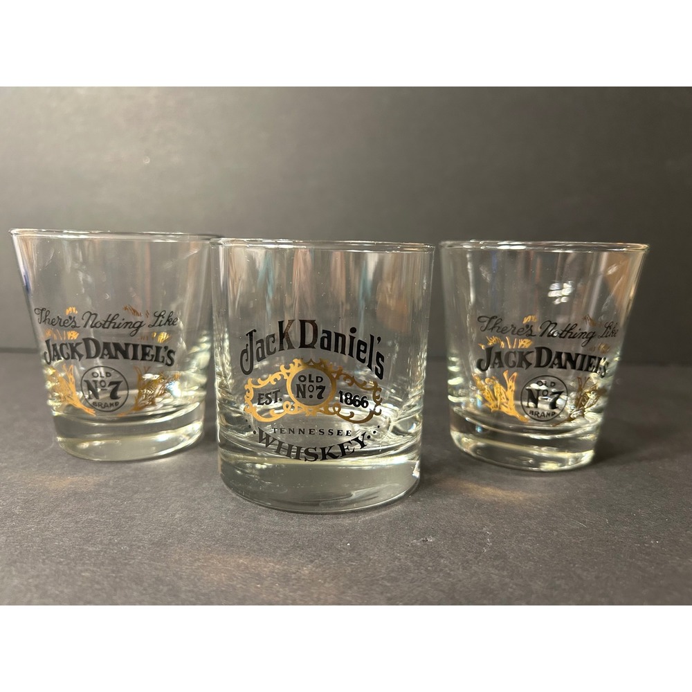 Jack Daniels Whiskey Glasses Set of 3 Old No 7 Tennessee Barware Rocks Clear